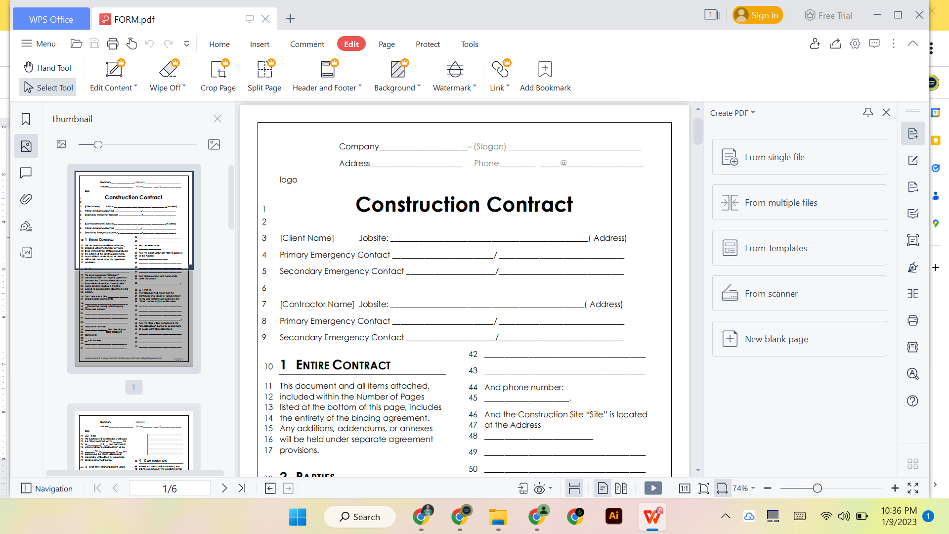 WPS PDF tools screenshot